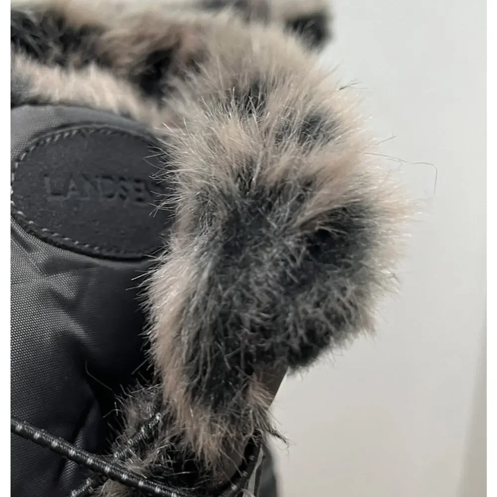 Lands End Womens Hillary Tall Snow Winter Boots US 6 EU 36 Suede Faux Fur 473063